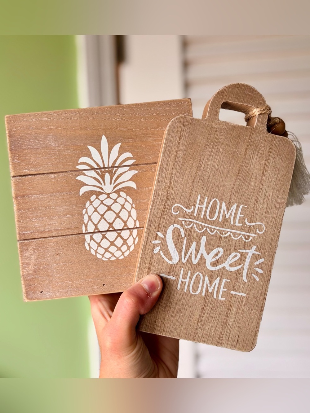 Napkin Holder 'Home Sweet Home' & Pineapple Accent Signs - Natural Wood